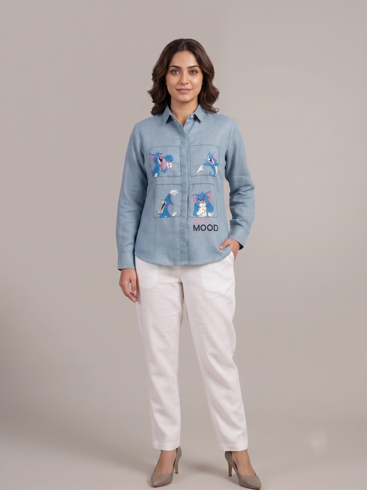 T&J Full Sleeves Embroidered Shirt
