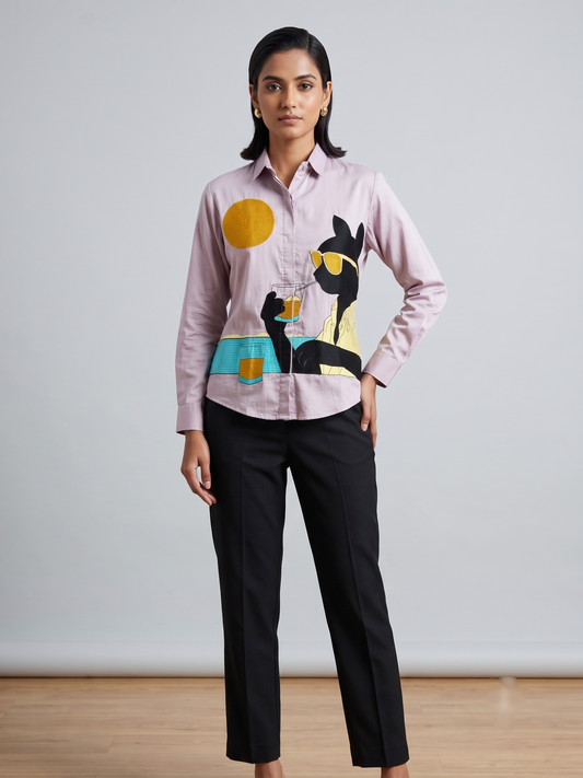 Kitty Full Sleeves Embroidered Shirt