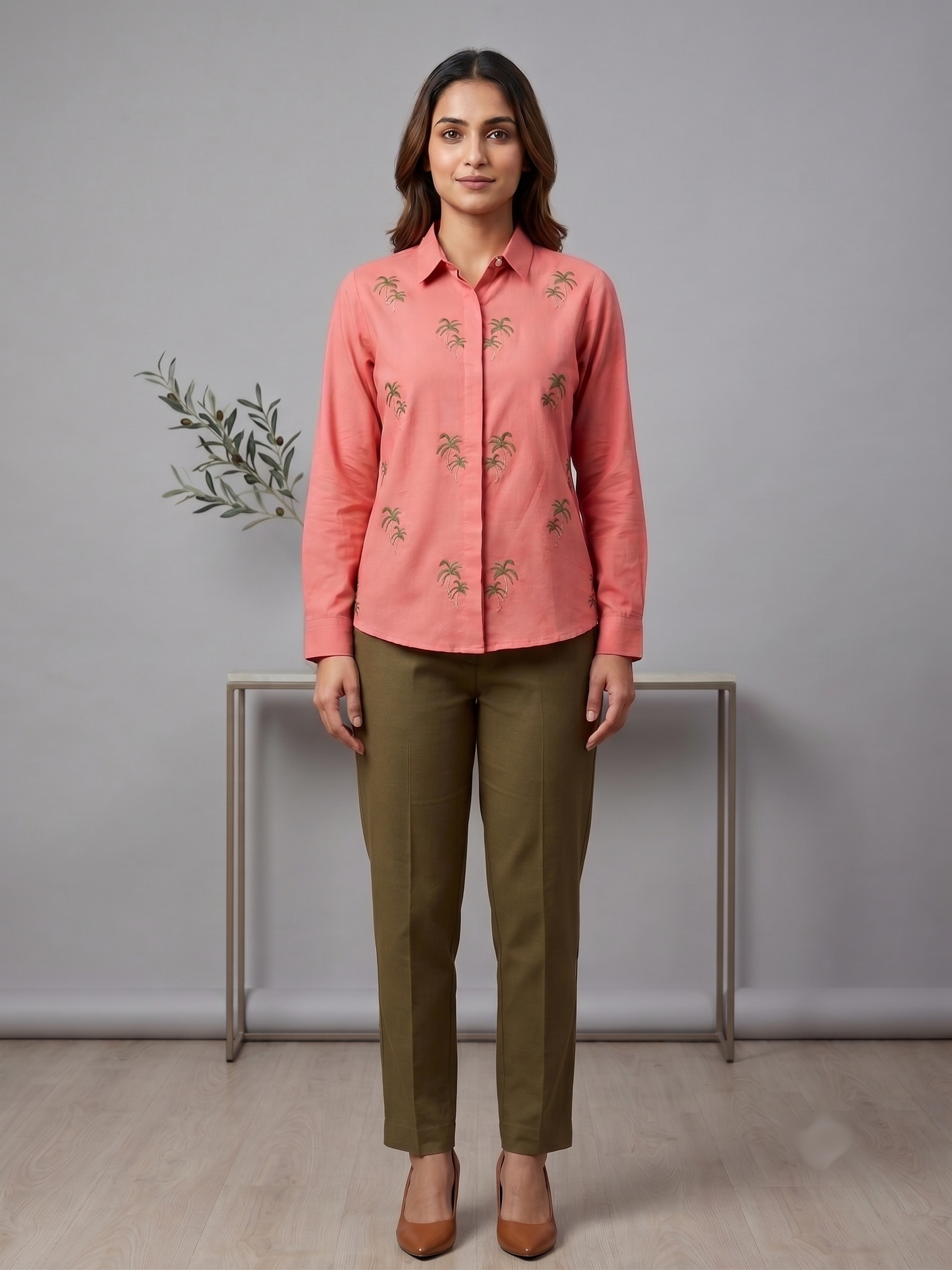 Palm Full Sleeves Embroidered Shirt