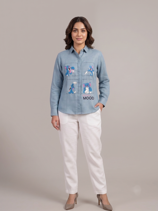 T&J Full Sleeves Embroidered Shirt